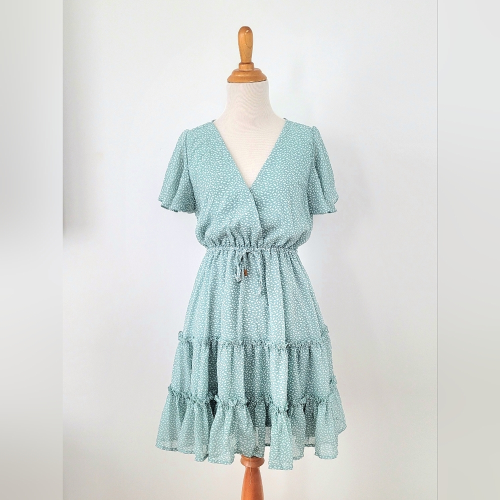 Mint Tiered Ruffle Mini Dress